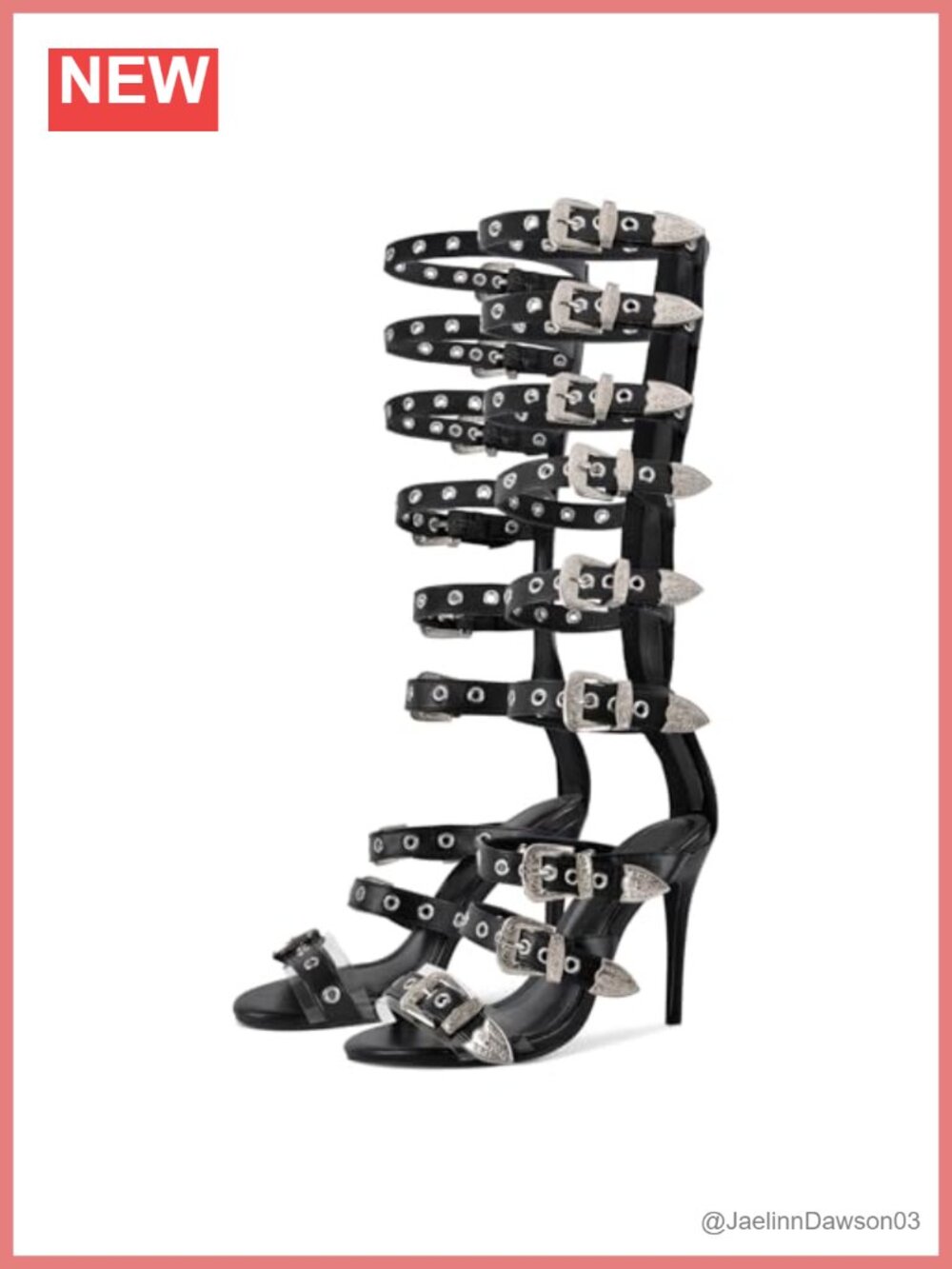 Knee High Gladiator Sandals Heels 3.9in Studded Strappy Punk Summer Shoes